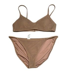 Aerie Tan Knit Bikini Set